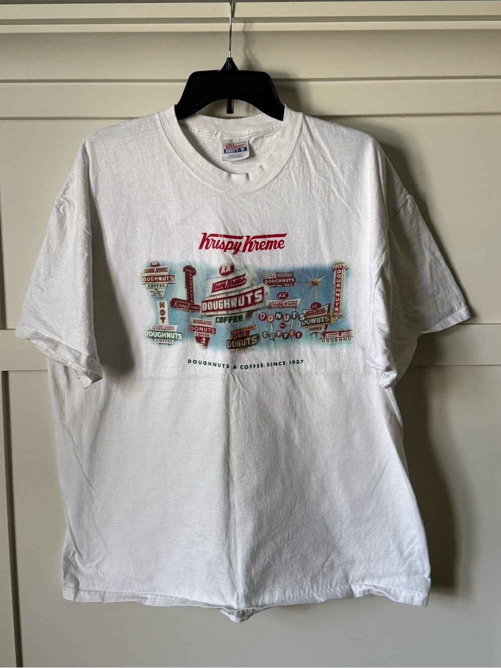 Hanes White Krispy Kreme Vintage Signage Graphic Tee